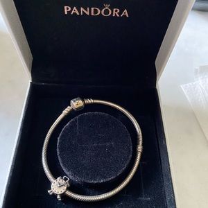 Pandora started charm bracelet with clock charm